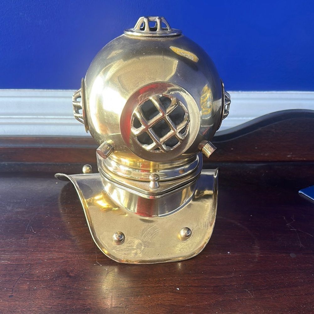 Vintage Lacquered Brass Forever Lovely & Beautiful Diving Helmet Decor